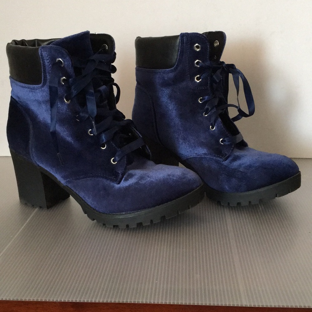 Blue fuzzy booties